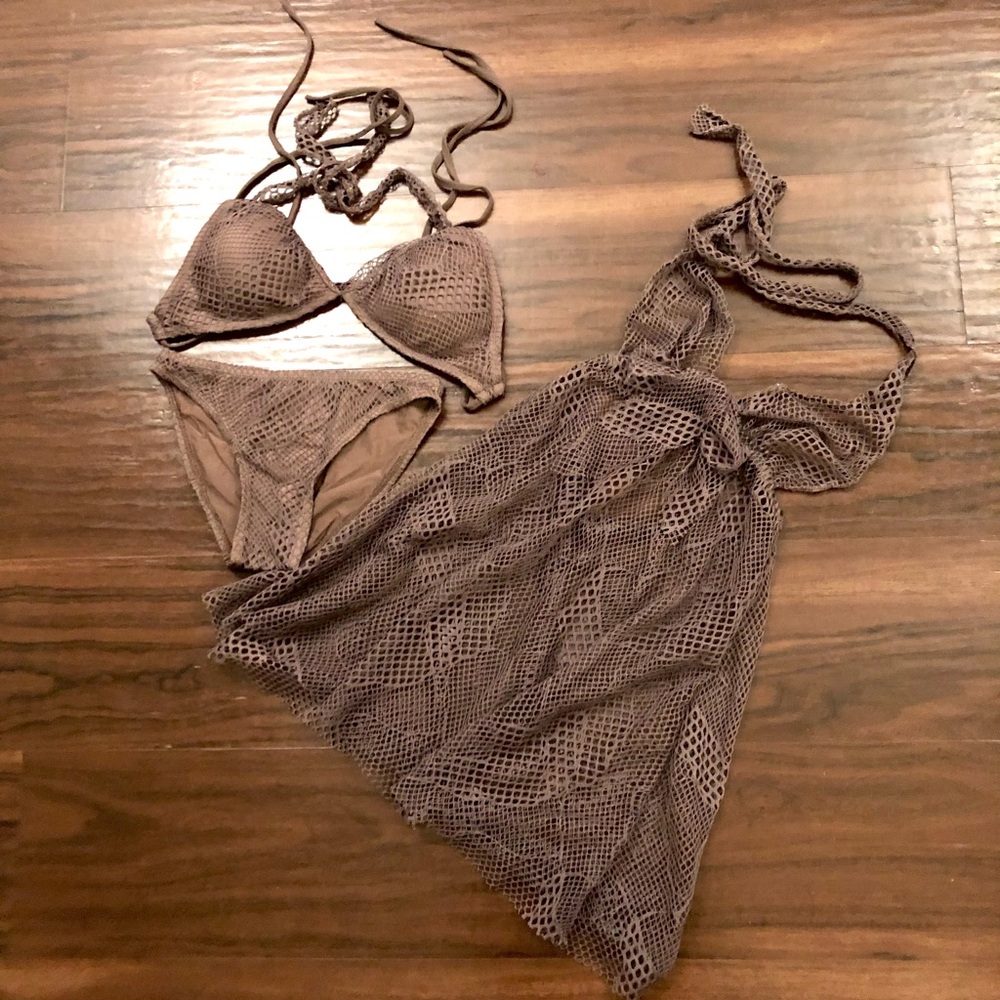 Women’s swimwear Bikini set - 3 pieces Brown color S size